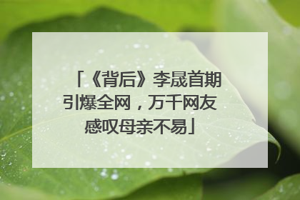 《背后》李晟首期引爆全网，万千网友感叹母亲不易