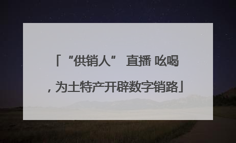 “供销人” 直播 吆喝，为土特产开辟数字销路