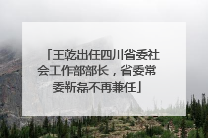王乾出任四川省委社会工作部部长，省委常委靳磊不再兼任