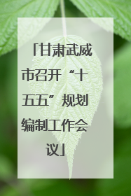 甘肃武威市召开“十五五”规划编制工作会议