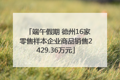 端午假期 德州16家零售样本企业商品销售2429.36万元