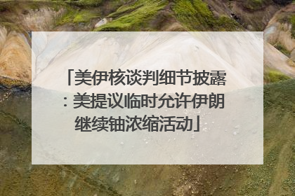 美伊核谈判细节披露：美提议临时允许伊朗继续铀浓缩活动