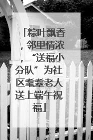 粽叶飘香，邻里情浓，“送福小分队”为社区耄耋老人送上端午祝福