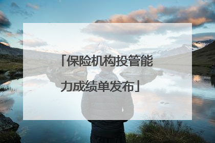 保险机构投管能力成绩单发布