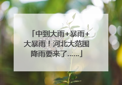 中到大雨+暴雨+大暴雨！河北大范围降雨要来了……