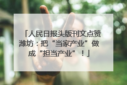 人民日报头版刊文点赞潍坊：把“当家产业”做成“担当产业”！