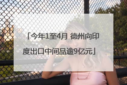 今年1至4月 德州向印度出口中间品逾9亿元