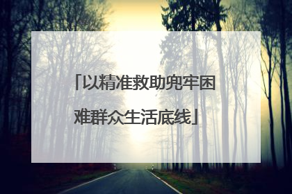 以精准救助兜牢困难群众生活底线