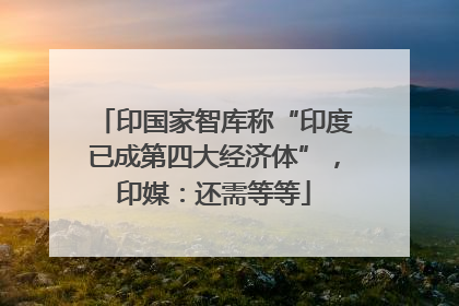 印国家智库称“印度已成第四大经济体”，印媒：还需等等