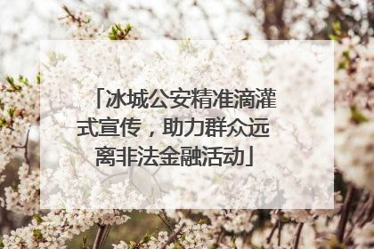 冰城公安精准滴灌式宣传，助力群众远离非法金融活动