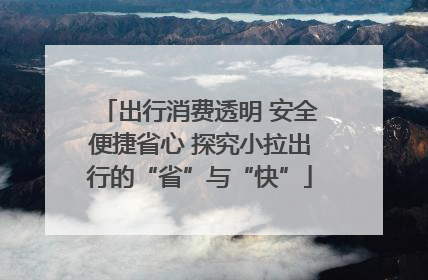 出行消费透明 安全便捷省心 探究小拉出行的“省”与“快”