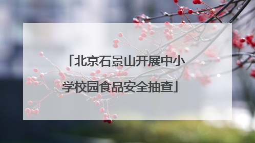 北京石景山开展中小学校园食品安全抽查