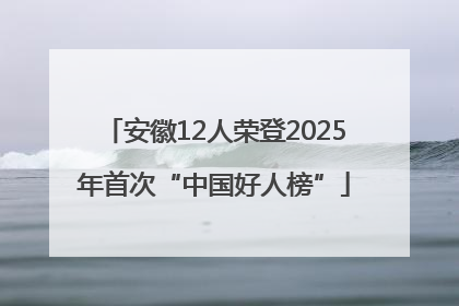 安徽12人荣登2025年首次“中国好人榜”