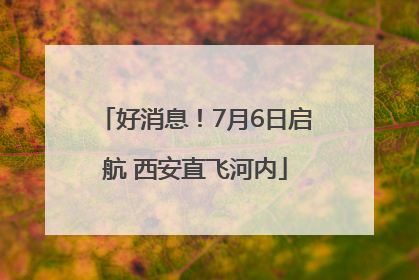 好消息！7月6日启航 西安直飞河内