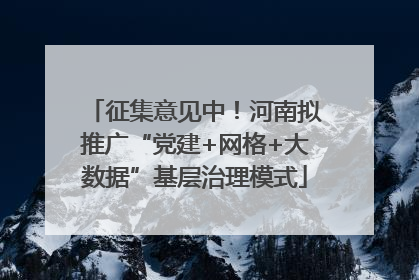征集意见中！河南拟推广“党建+网格+大数据”基层治理模式