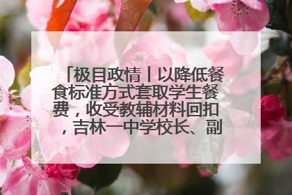 极目政情丨以降低餐食标准方式套取学生餐费，收受教辅材料回扣，吉林一中学校长、副校长均被“双开”