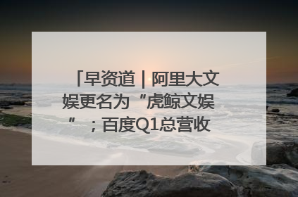 早资道｜阿里大文娱更名为“虎鲸文娱”；百度Q1总营收325亿元超预期