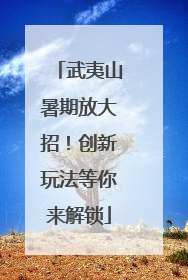 武夷山暑期放大招！创新玩法等你来解锁