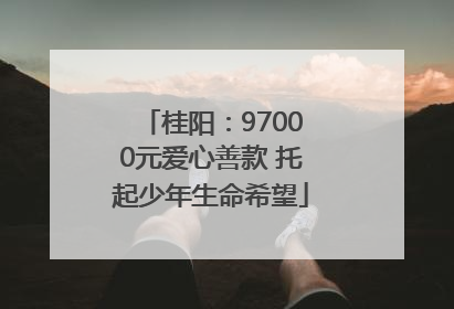 桂阳：97000元爱心善款 托起少年生命希望