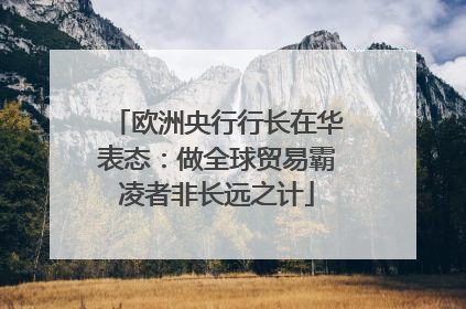 欧洲央行行长在华表态：做全球贸易霸凌者非长远之计