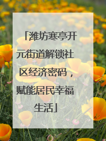 潍坊寒亭开元街道解锁社区经济密码，赋能居民幸福生活