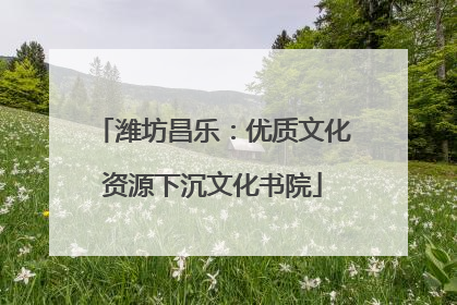 潍坊昌乐：优质文化资源下沉文化书院