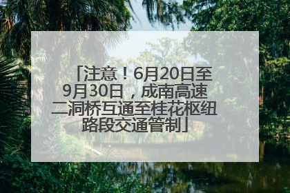 注意！6月20日至9月30日，成南高速二洞桥互通至桂花枢纽路段交通管制