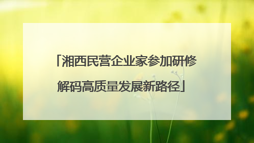 湘西民营企业家参加研修 解码高质量发展新路径