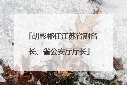 胡彬郴任江苏省副省长、省公安厅厅长