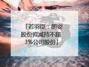 若羽臣：朗姿股份拟减持不超3%公司股份