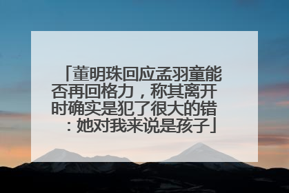 董明珠回应孟羽童能否再回格力，称其离开时确实是犯了很大的错：她对我来说是孩子