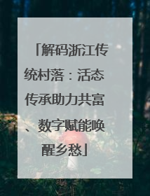 解码浙江传统村落：活态传承助力共富、数字赋能唤醒乡愁