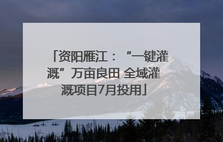 资阳雁江：“一键灌溉”万亩良田 全域灌溉项目7月投用