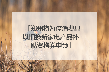 郑州将暂停消费品以旧换新家电产品补贴资格券申领