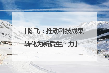 陈飞：推动科技成果转化为新质生产力